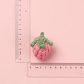 Handmade crochet strawberry pendant in pink, size 3.5x3cm with green leaves - Pink Strawberry Pendant