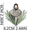 Parche bordado de Jesucristo con ramas de palma, insignia decorativa 6x6,2cm - Estilo Retrato de Jesús Rama de Palma (C3RW-12-06)