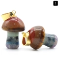 Mushroom pendant with layered colorful natural crystals and a gold metal bail - 15X25mm Mushroom Silver Clasp