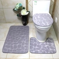 Set da bagno 3 pezzi grigio con motivo a ciottoli, tappetino a U e copriwater morbido - Tappetino Da Bagno E Tappetino A U / Grigio