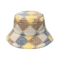 Cappello da pescatore invernale in finta lana con motivo geometrico a rombi colorati - Giallo