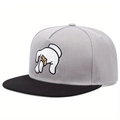 Cappello snapback hip hop con corona grigia, visiera nera e ricamo a guanto di cartone animato - Regolabile / Grigio/Nero