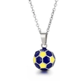Fußball-Halskette mit blauem und gelbem Emaille-Anhänger an einer silbernen Kette - 14mm Blau und Gelb Fußball Anhänger (Ohne Kette) (KP100637)