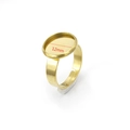 Base anello regolabile in acciaio dorato con vassoio rotondo 12mm per gioielli fai-da-te - 17 / Base per Anello Rotonda Dorata (JT001)