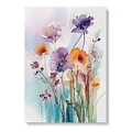 Abstract watercolor flower bouquet canvas print in purple and orange tones for wall decor - 10x15cm / Style A