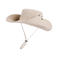 Beige wide brim sun hat for men with quick-dry fabric and adjustable windproof cord - 11.5cm Wide Brim / Beige