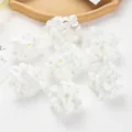 Eight artificial white hydrangea flower heads for DIY crafts and wedding hair decor - White