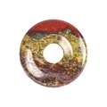 Polished natural jasper stone donut pendant in colorful red and green tones - Dragon Blood Stone