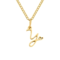 Elegant gold-tone stainless steel letter L pendant necklace with heart detail - Letter Y (Y-Gold) / Gold