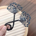 Barrette à cheveux paon élégante avec zircons bleus brillants et design en métal rétro - Gypsophile Bleu
