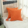 Set of two vibrant orange corduroy cushion covers with soft velvet ribbed texture - 30x50cm (Cover Only) / Orange Red