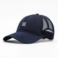 Cappello trucker in rete blu scuro traspirante con logo ricamato bianco da uomo - Blu navy
