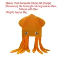 Grappige oranje pluche octopushut met tentakels van 70cm voor feestelijke foto's - Oranje octopus