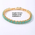 Detail view of 19.5cm gold plated bracelet featuring light green square zircon stones - 6.0mm Round Style / 17+2cm / Gold Base Pale Green Stone