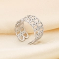 Macro view of silver hollow chain design on adjustable stainless steel ring - Hollow Chain Style (KR105268--KFC) / Steel