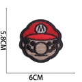 Primer plano detallado del parche bordado del personaje Mario de 6 cm de ancho - W1XX-08-01