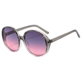 Fashionable oversized round sunglasses with grey transparent frame and purple gradient lenses - Trans Gray Frame Grey Pink Lens