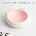 Pink and white cat ear ceramic pet bowl featuring a wide anti-slip minimalist design - Pink