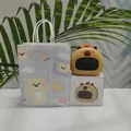 Capybara smart digital alarm clock with light in a cute purple gift bag set - Plaid Bear Bag + Chinese Manual / Button Version (English Week)