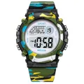 Reloj digital para niños con correa de camuflaje verde y pantalla LCD resistente al agua - Camuflaje Negro