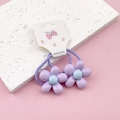 Lot de deux chouchous élastiques fleurs violettes pour filles avec cœur bleu clair - Violet