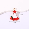 Christmas hat enamel pendant with red star and green bow, 2.5cm size dimension view - Bowknot Christmas Hat