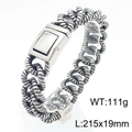 Pulsera para hombre de acero inoxidable bañada en 18k con cadena de eslabones vintage - Estilo de Cuerda Trenzada / Color Acero (KB181385-KJX)