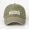 Berretto da baseball vintage in cotone lavato verde militare con ricamo Madrid - Regolabile / Cachi Scuro