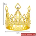 Detail of a golden alloy tiara with rhinestones measuring 6cm high and 7cm wide - Elegant Kids Gold 01