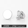 Set of 25mm silver magnetic curtain closure buttons with pin and butterfly clutch - 25MM Round Single-sided Strong Magnetic