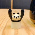 Cute panda figurine desktop ornament with raised arms in a glossy finish for home decor - Panda Figurine