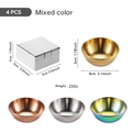 Set of 4 colorful small stainless steel dipping bowls with package box dimensions - Mixed Colors Small 4PCS