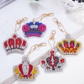 DIY crown diamond art keychains in five colors with acrylic base and golden hooks - QC015 Crowns (5pcs) Double-sided