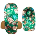 Cuffia da notte lunga in raso verde scuro a fiori con ampia fascia elastica protettiva - Taglia unica / Foglia di Marijuana Verde