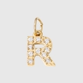 Sparkling gold-plated letter R pendant with cubic zirconia for DIY jewelry making - Letter R - Gold