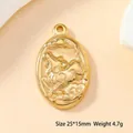 Detailed view of an oval gold pendant with a traditional beast relief, size 25x15mm - Mythical Beast (152)