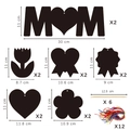 Detailed dimensions of Mother's Day scratch art kit with MOM letters and ribbons - Mother's Day Scratch Art with Ribbons