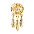 Golden dreamcatcher bead charm with feather pendants for DIY bracelet jewelry - 015-Dreamcatcher Feather