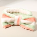Soft plush bow headband with white, green, and orange stripes for face washing - #12 [orange + Green + White] Striped Headband (single)