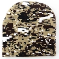 Détail du motif tricoté camouflage numérique et de la texture de ce bonnet d'hiver - L(58-62cm) / Camouflage Désert (B)