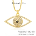 Golden evil eye necklace with clear cubic zirconia pavé and center black stone - XL-311 (Oval Black Zirconia Eye)