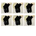 5-pack black crew socks made of soft cotton featuring a white hello print on the side - 5 Pairs Black