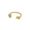 Bague ouverte en argent sterling S925 avec nœud et finition dorée polie - Ouvert Réglable / Style de Noeud Minimaliste A (ART006) / Doré