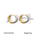Detailed view of two-tone gold and silver hoop earrings with precise size measurements - Gold and Silver Two-tone Style 18mm (HC-E10135-GS)