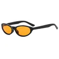 Retro small cat eye sunglasses with glossy black frame and transparent orange lenses - Black Frame Yellow Lens
