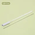 Light gray 1.2x21cm Tritan retractable straw set with cleaning brush and silicone connector - 1.2x21cm / Light Gray