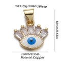 Goldener Kupfer Evil Eye Anhänger mit blauem Emaille und Zirkonia Kronen-Detail - CX141-7 (Blau-Weißes Kronenauge)
