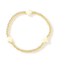 Bracciale minimalista con perline dorate e tre ciondoli a croce bianco crema - Croce Bianco Latte-Perline Oro
