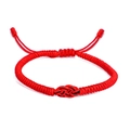 Bracciale dell'amicizia rosso intrecciato a mano con nodo regolabile per uomo e donna - Nodo Tibetano Rosso
