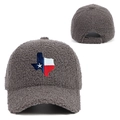Gorra de béisbol de lana de cordero gris oscuro con bordado de la bandera de Texas cálido - Ajustable / gris oscuro